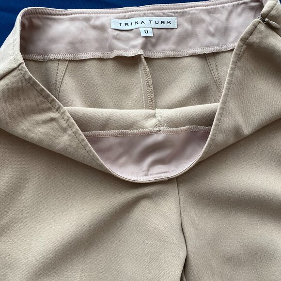 Trina Turk Womens Tan Chevron Flat Front Side Zip Wide Leg Pants Sz 0 - Picture 6 of 8